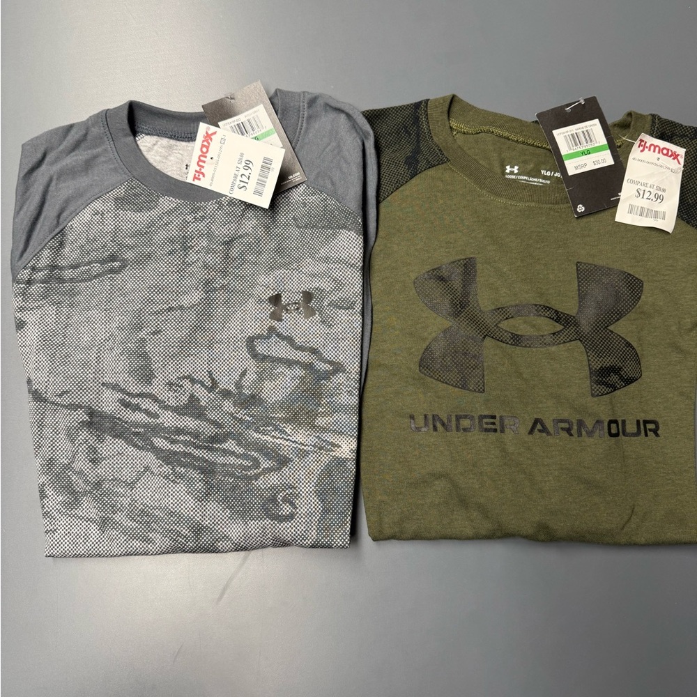 Under Armour Boy’s Gray and Olive Long Sleeve Tees NWT